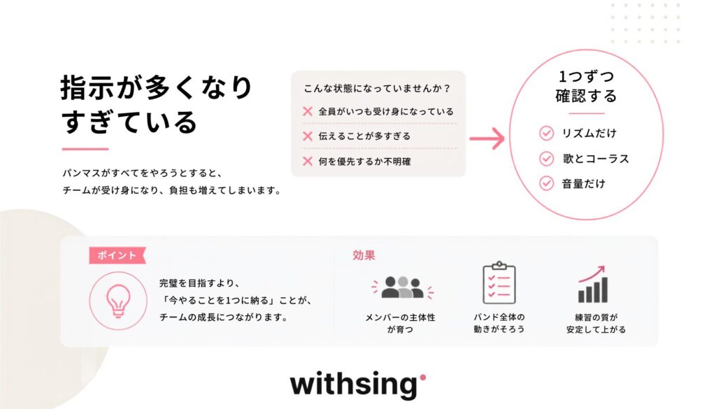 指示が多くなりすぎている