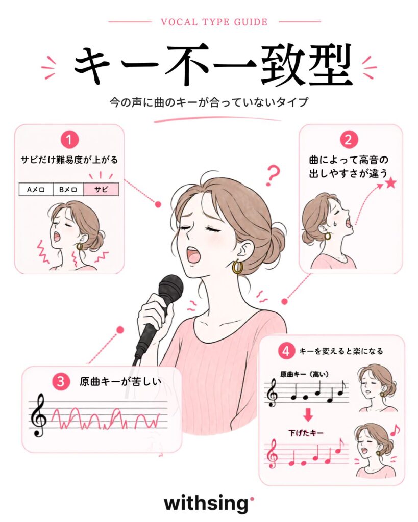 キー不一致型|今の声に対してキーが高すぎる