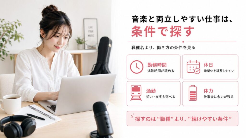 音楽と両立しやすい仕事は「条件」から探す