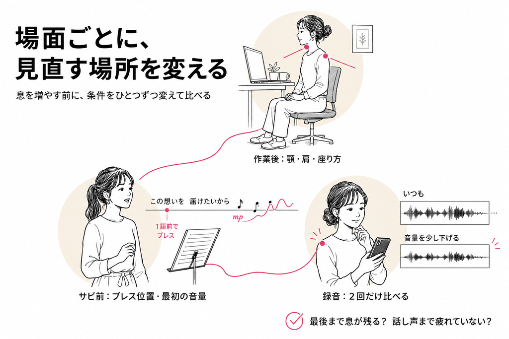 場面ごとに、見直す場所を変える